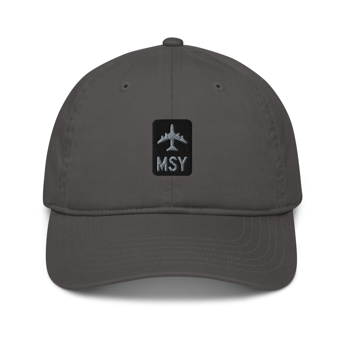 Jetliner Organic Dad Hat • Grey • MSY New Orleans • YHM Designs - Image 07