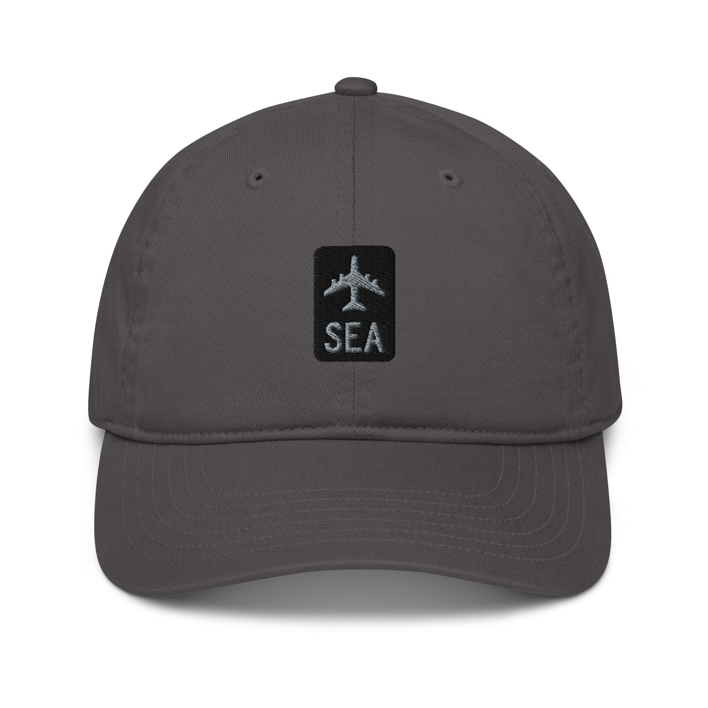 Jetliner Organic Dad Hat • Grey • SEA Seattle Souvenir • YHM Designs - Image 07