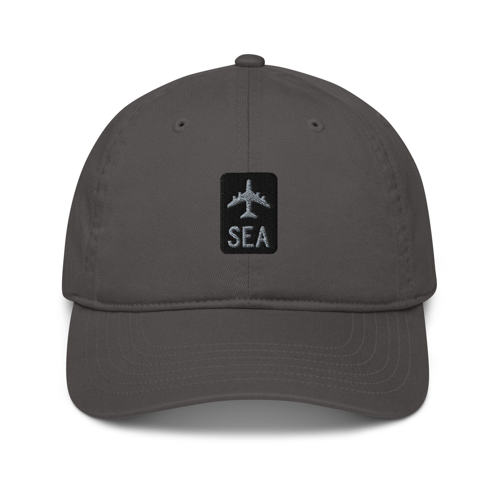 Jetliner Organic Dad Hat • Grey • SEA Seattle Souvenir • YHM Designs - Image 07