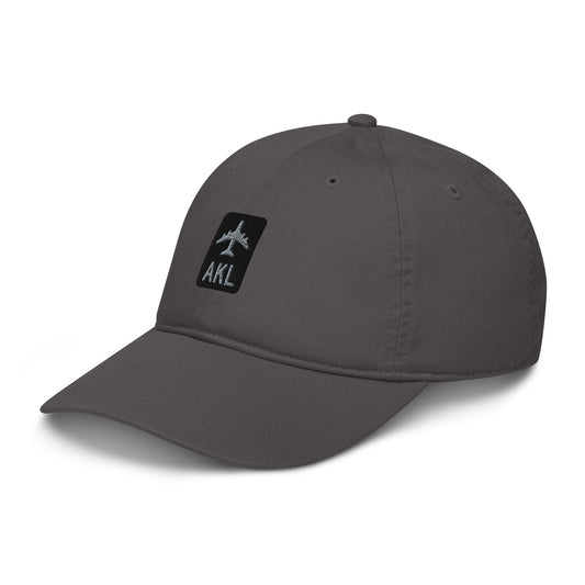 Jetliner Organic Dad Hat • Grey • AKL Auckland Souvenir • YHM Designs - Image 01