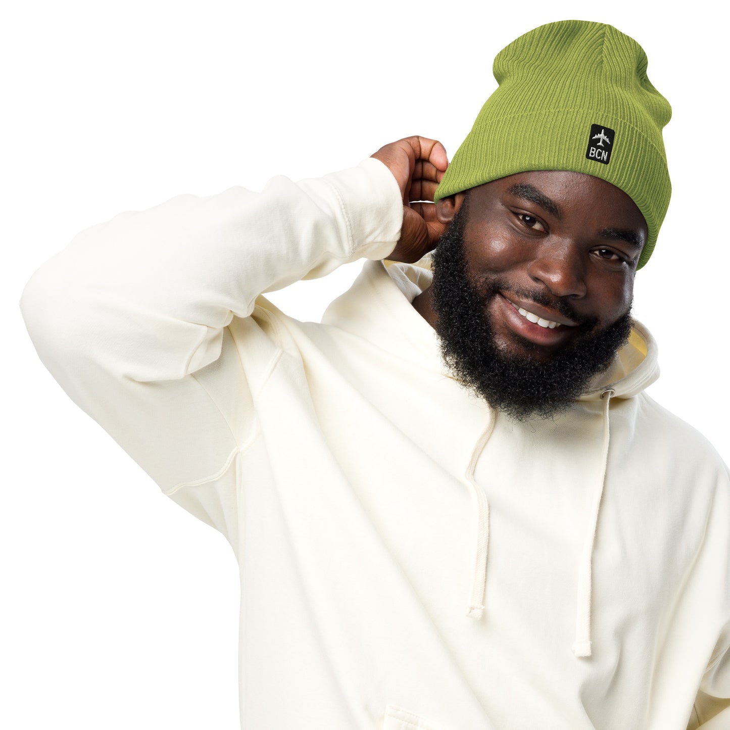 Jetliner Organic Ribbed Beanie • Black/White • BCN Barcelona • YHM Designs - Image 06