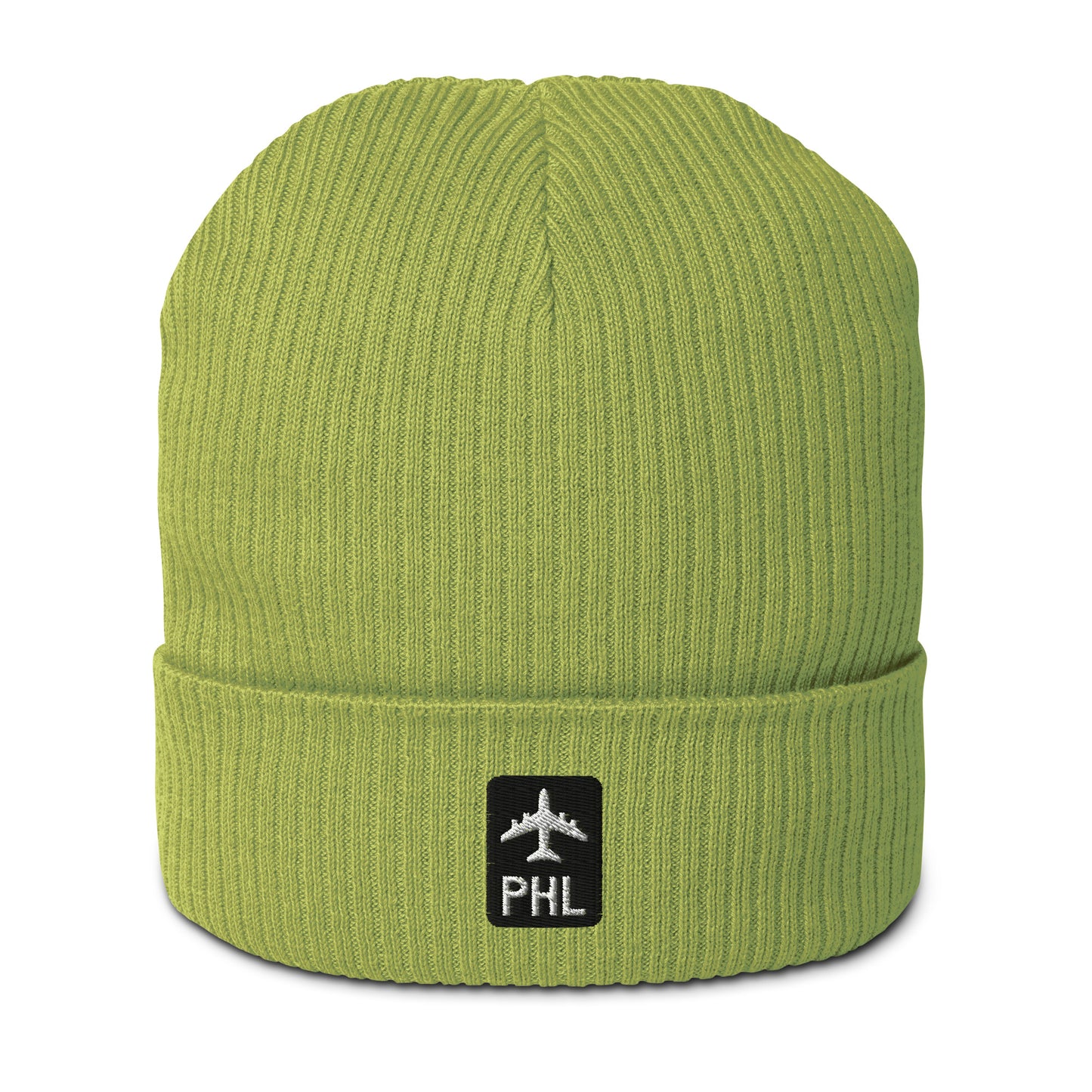 Jetliner Organic Ribbed Beanie • Black/White • PHL Philadelphia Souvenir • YHM Designs - Image 01