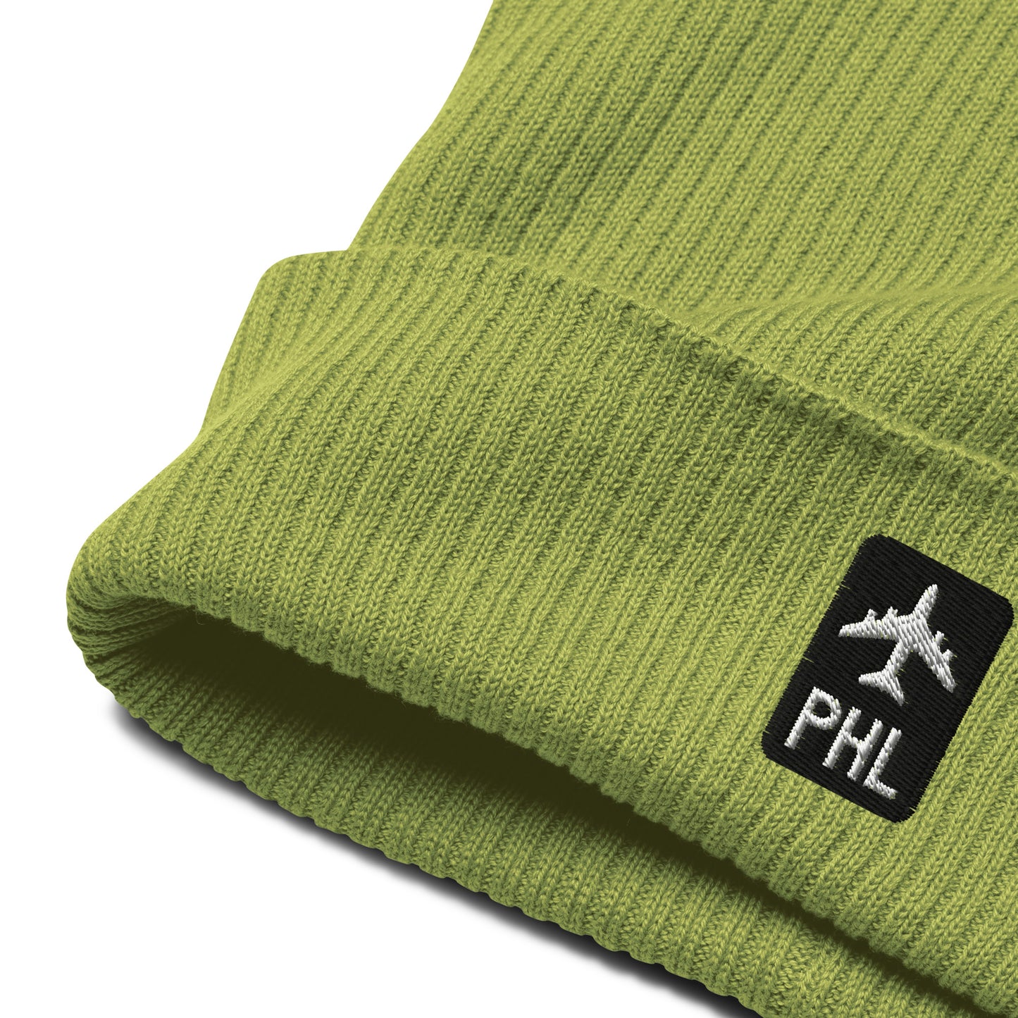 Jetliner Organic Ribbed Beanie • Black/White • PHL Philadelphia Souvenir • YHM Designs - Image 03