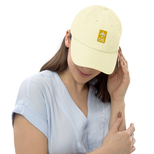 Jetliner Pastel Baseball Cap • Yellow • CVG Cincinnati Souvenir • YHM Designs - Image 02