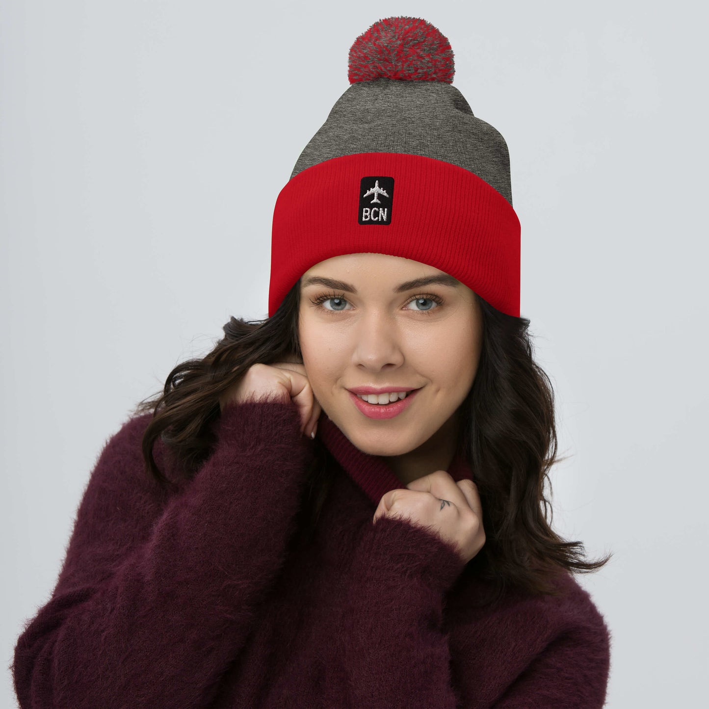 Jetliner Pom-Pom Beanie • Black/White • BCN Barcelona • YHM Designs - Image 02