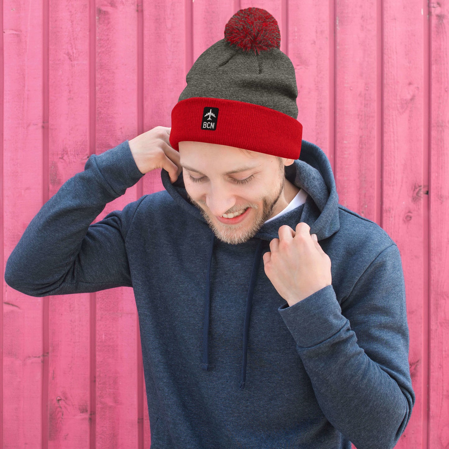 Jetliner Pom-Pom Beanie • Black/White • BCN Barcelona • YHM Designs - Image 05