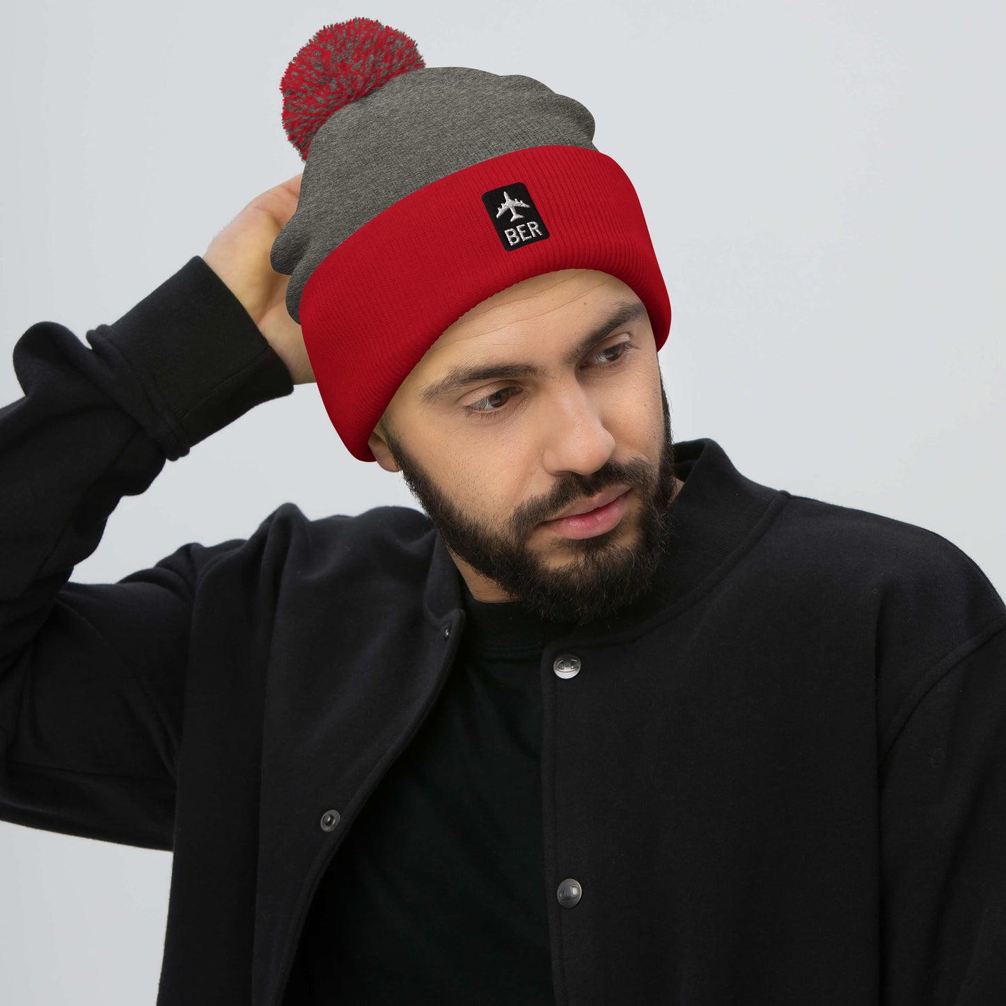Jetliner Pom-Pom Beanie • Black/White • BER Berlin • YHM Designs - Image 03