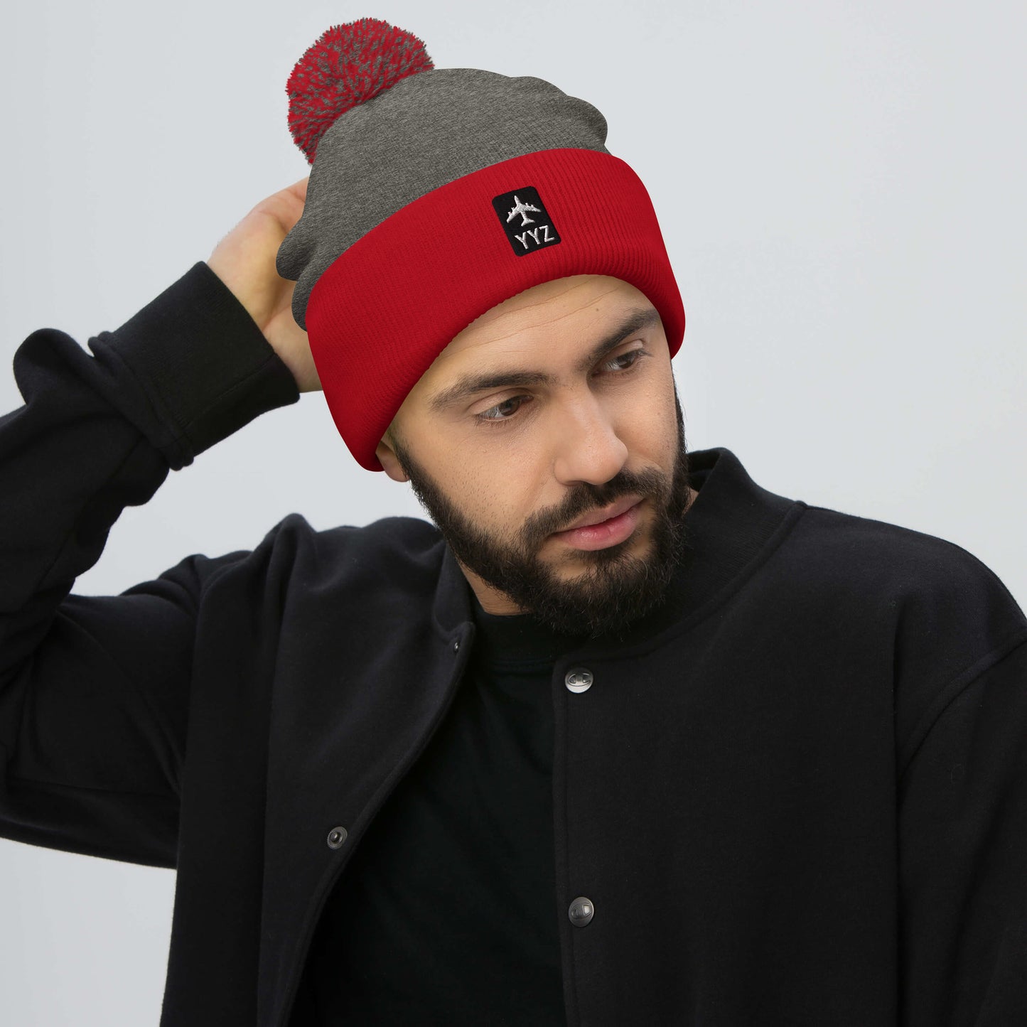 Jetliner Pom-Pom Beanie • Black/White • YYZ Toronto • YHM Designs - Image 03