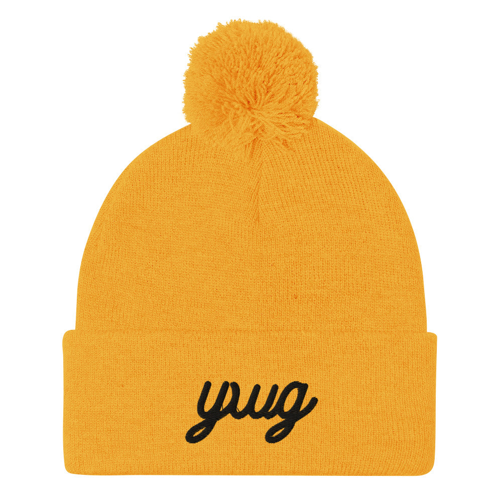 Vintage Script Pom-Pom Beanie • YWG Winnipeg • YHM Designs - Image 05
