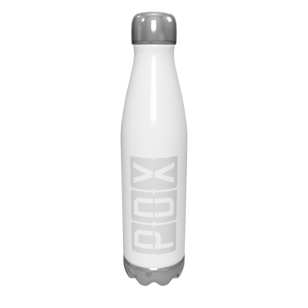 pdx-portland-airport-code-water-bottle-with-split-flap-display-design-in-grey