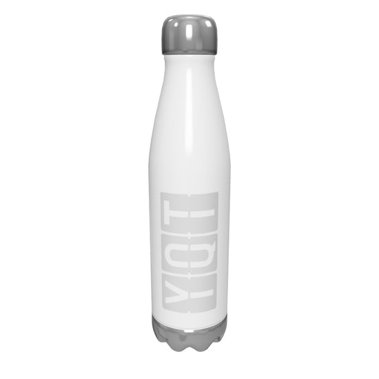 yqt-thunder-bay-airport-code-water-bottle-with-split-flap-display-design-in-grey