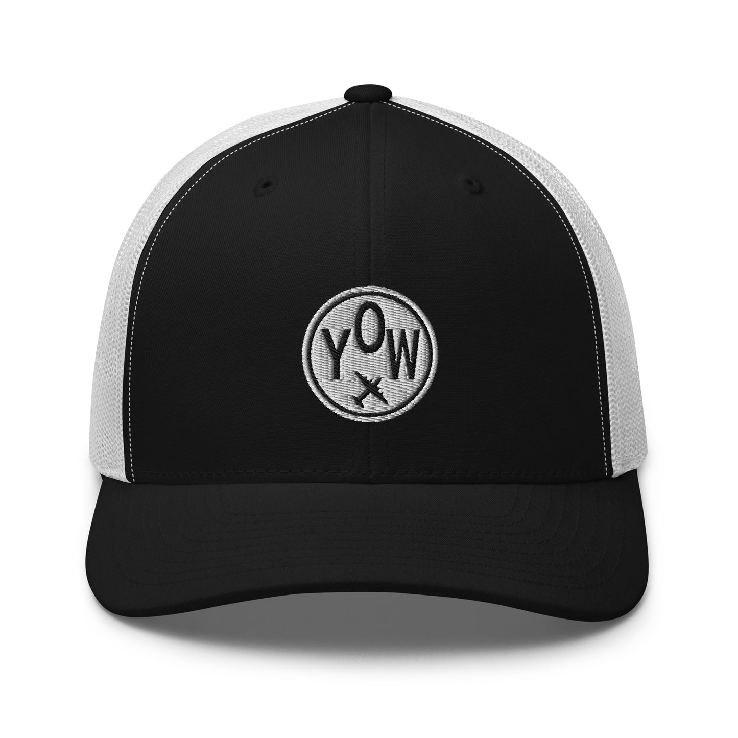 Roundel Trucker Hat - Black & White • YOW Ottawa • YHM Designs - Image 09
