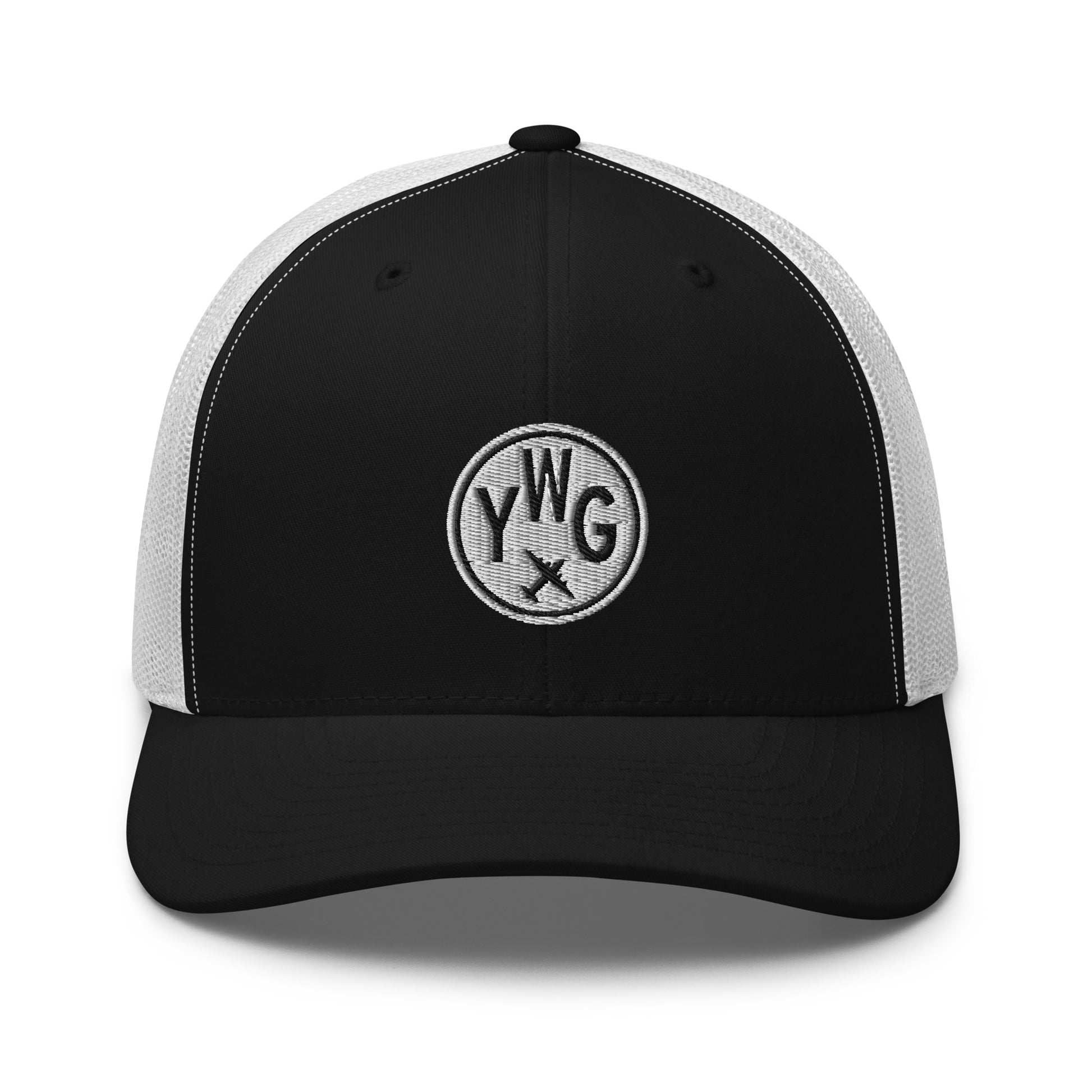 Roundel Trucker Hat - Black & White • YWG Winnipeg • YHM Designs - Image 09