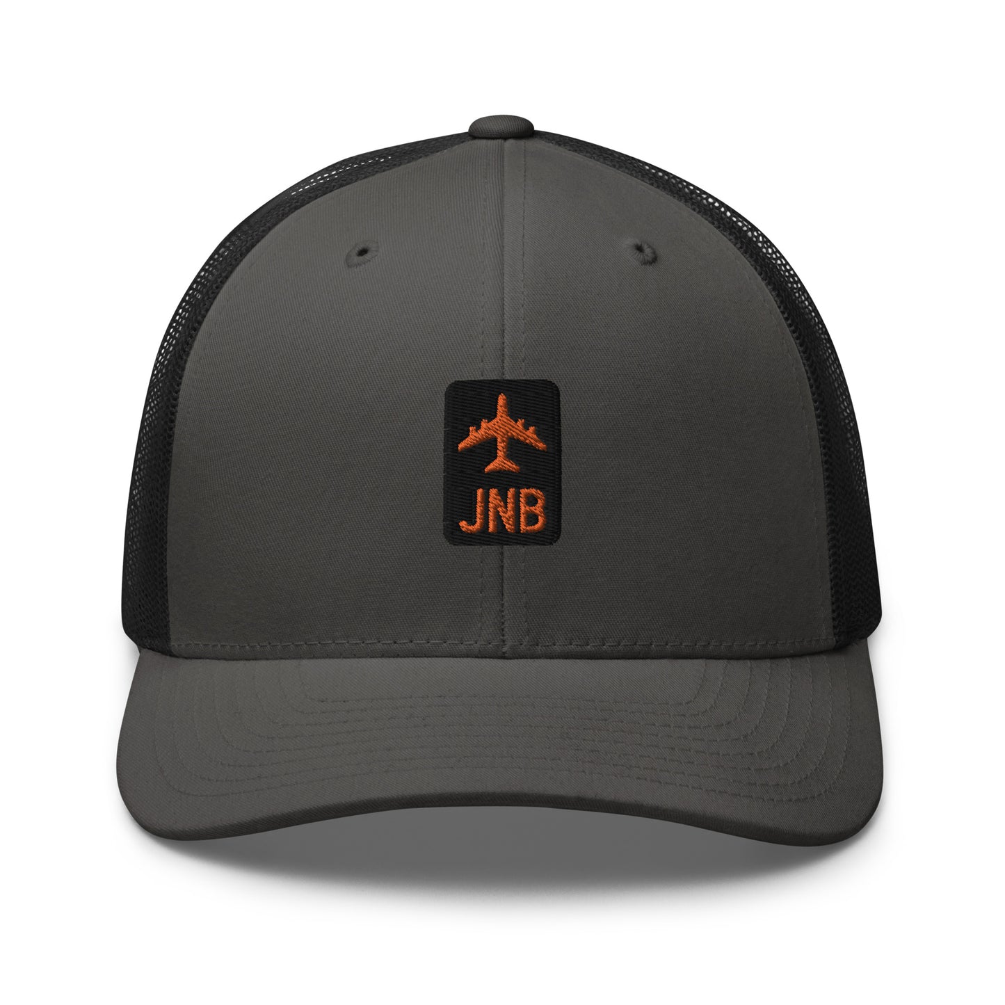 Retro Jetliner Trucker Hat • Black and Orange • JNB Johannesburg • YHM Designs - Image 05