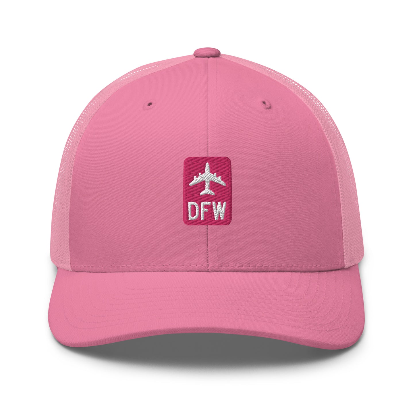 Retro Jetliner Trucker Hat • Pink and White • DFW Dallas • YHM Designs - Image 05