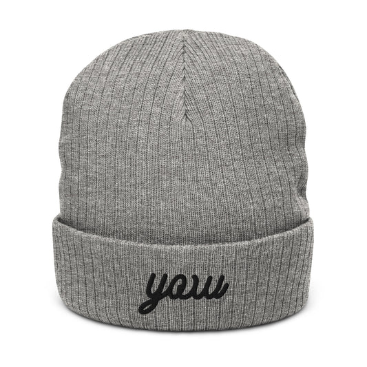 YOW Ottawa Recycled Cuffed Beanie • Vintage Script Lettering in Black • YHM Designs - Image 02