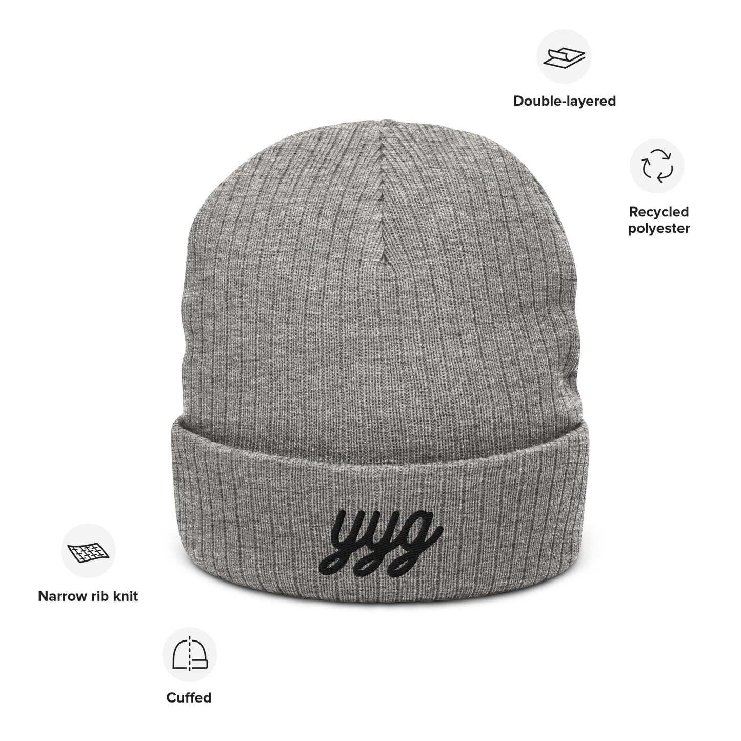 Vintage Script Recycled Cuffed Beanie • YYG Charlottetown • YHM Designs - Image 04