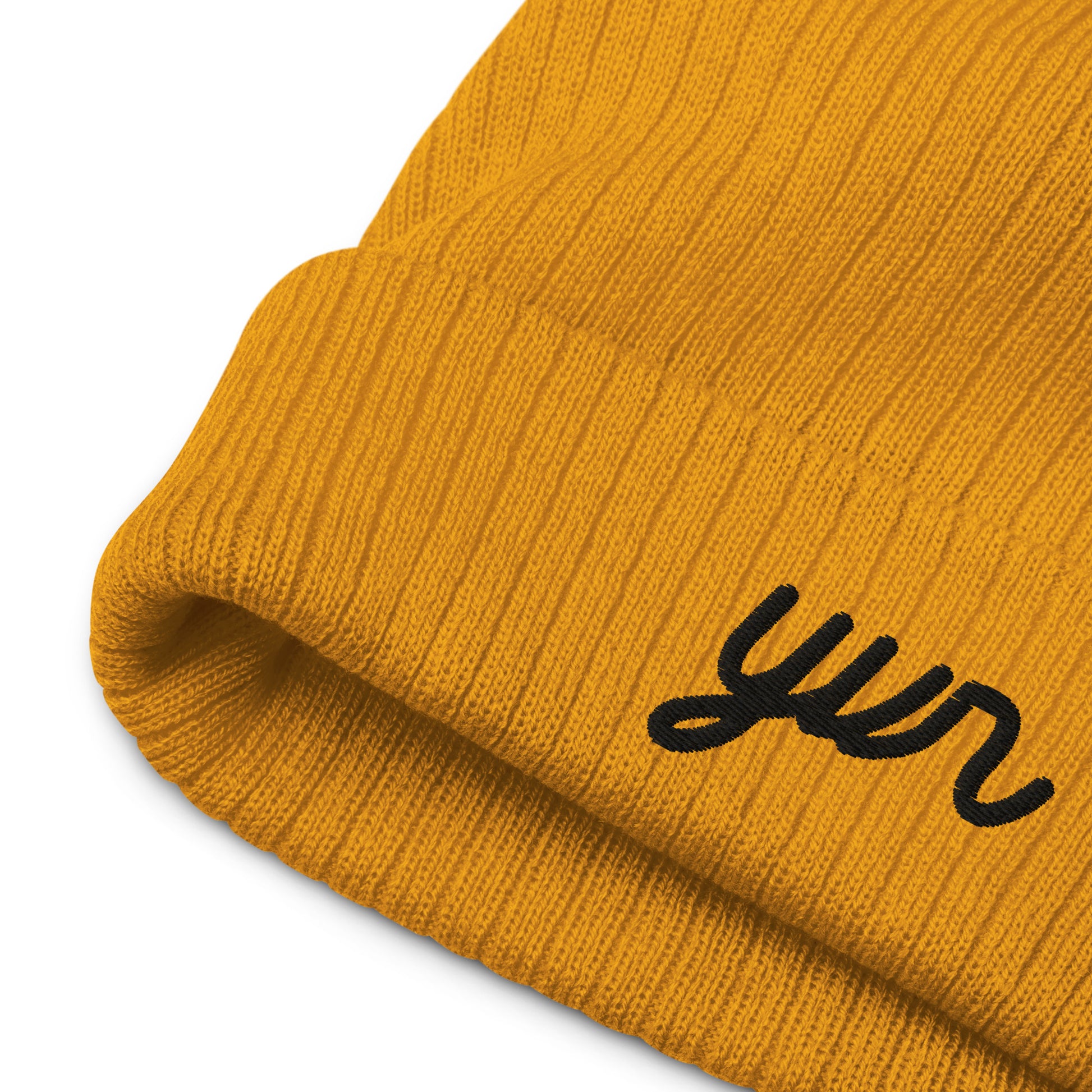 YVR Vancouver Recycled Cuffed Beanie • Vintage Script Lettering in Black • YHM Designs - Image 06