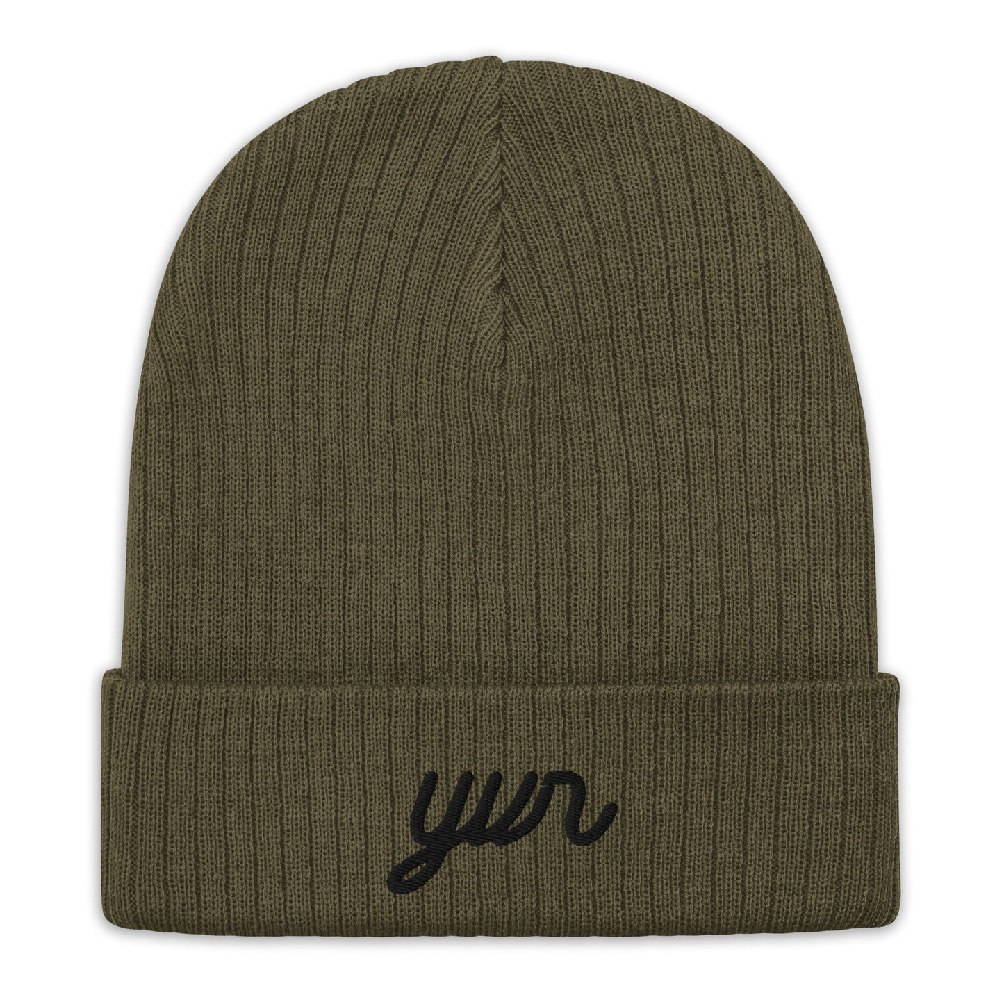 YVR Vancouver Recycled Cuffed Beanie • Vintage Script Lettering in Black • YHM Designs - Image 09