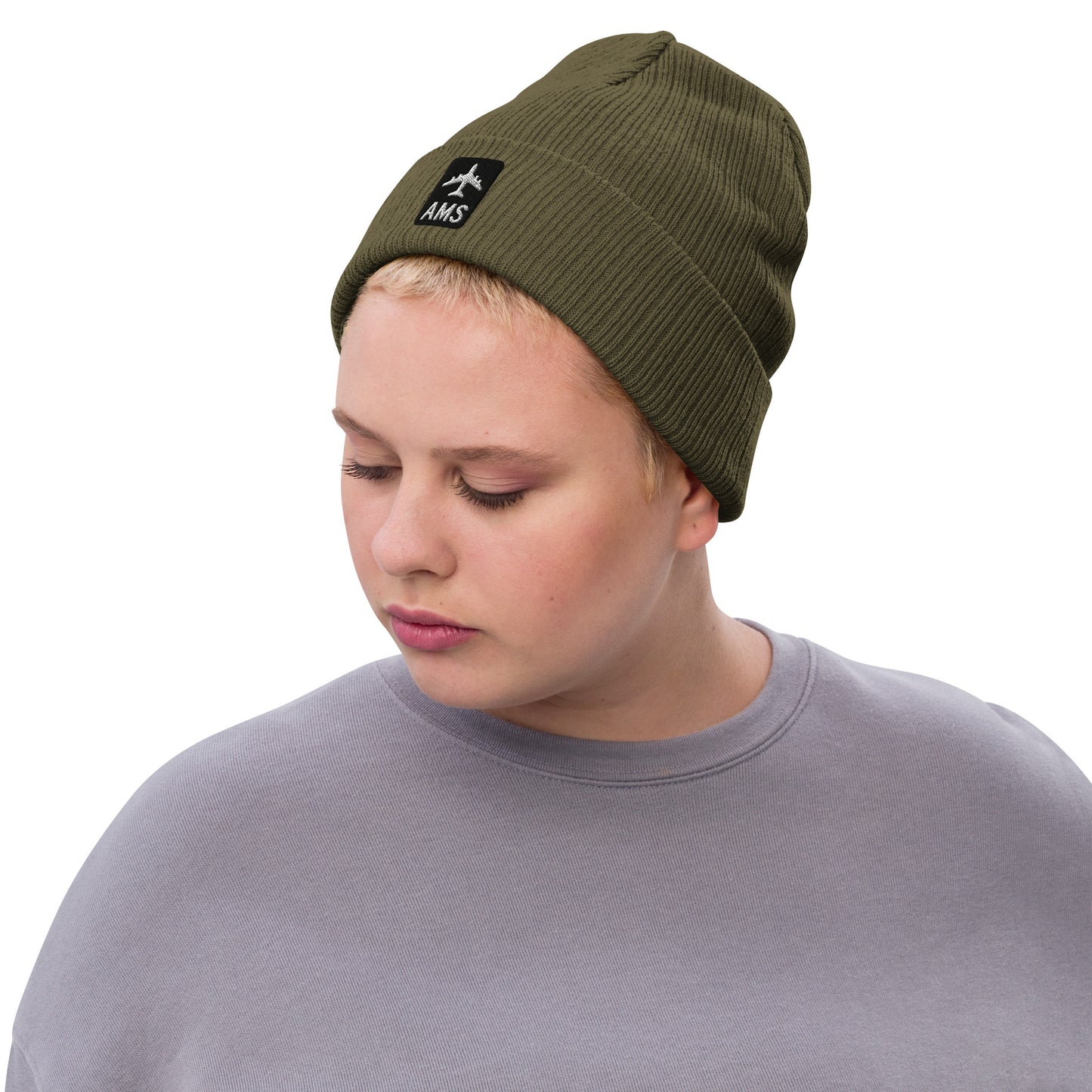 Jetliner Ribbed Knit Beanie • Black/White • AMS Amsterdam • YHM Designs - Image 06