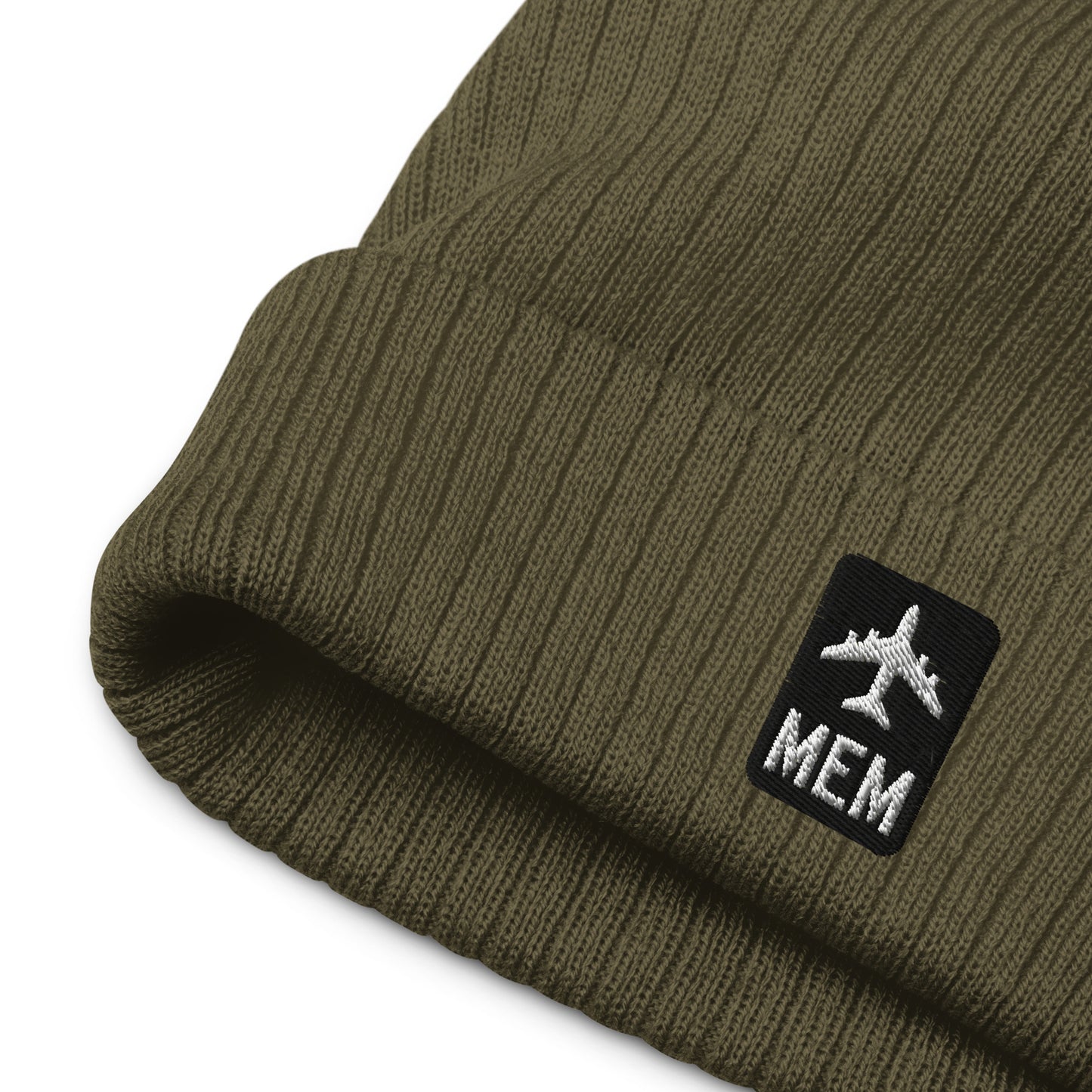 Jetliner Ribbed Knit Beanie • Black/White • MEM Memphis • YHM Designs - Image 04