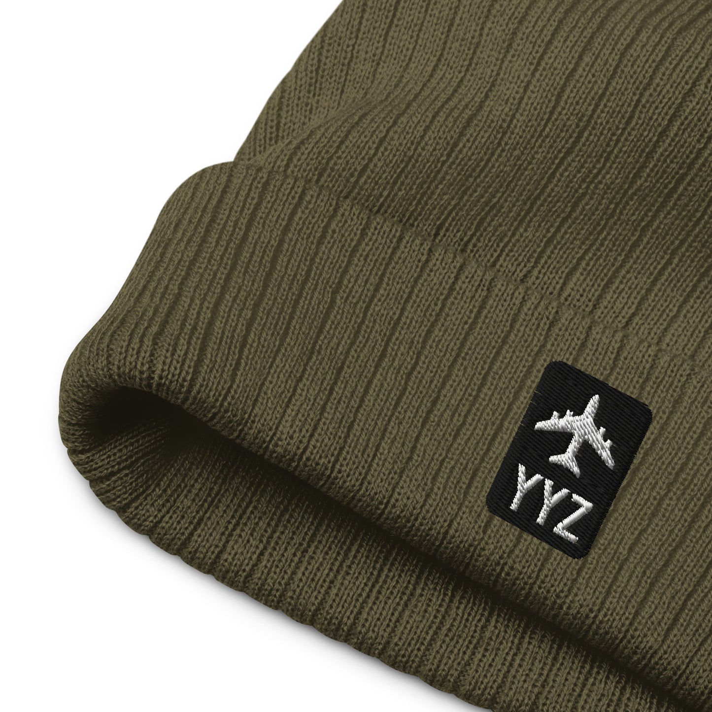 Jetliner Ribbed Knit Beanie • Black/White • YYZ Toronto • YHM Designs - Image 04