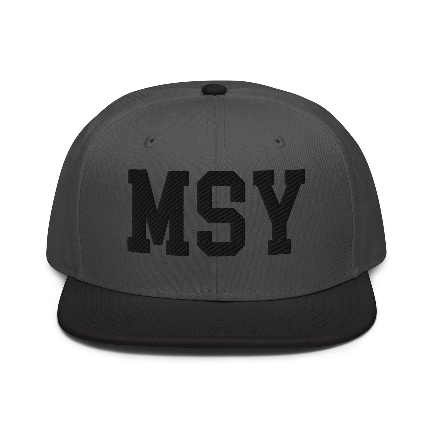 College-Style Wool-Blend Snapback Hat • Black • MSY New Orleans • YHM Designs - Image 11