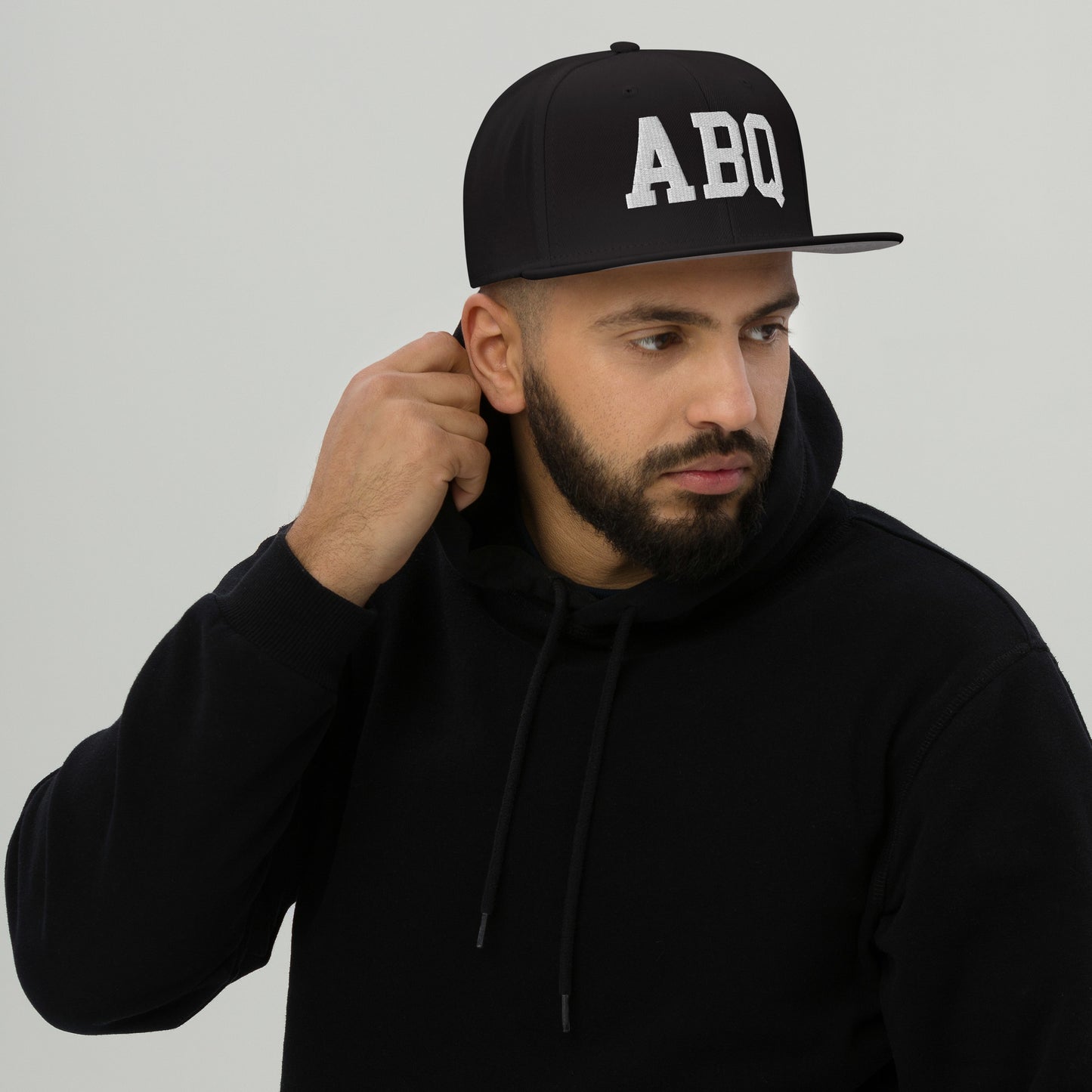 College-Style Wool-Blend Snapback Hat • White • ABQ Albuquerque • YHM Designs - Image 06