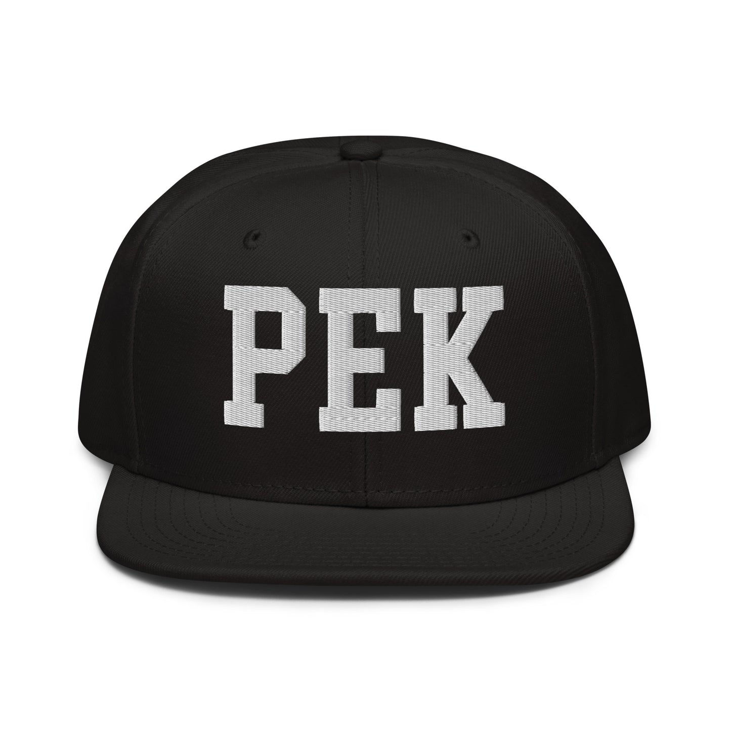 College-Style Wool-Blend Snapback Hat • White • PEK Beijing • YHM Designs - Image 07