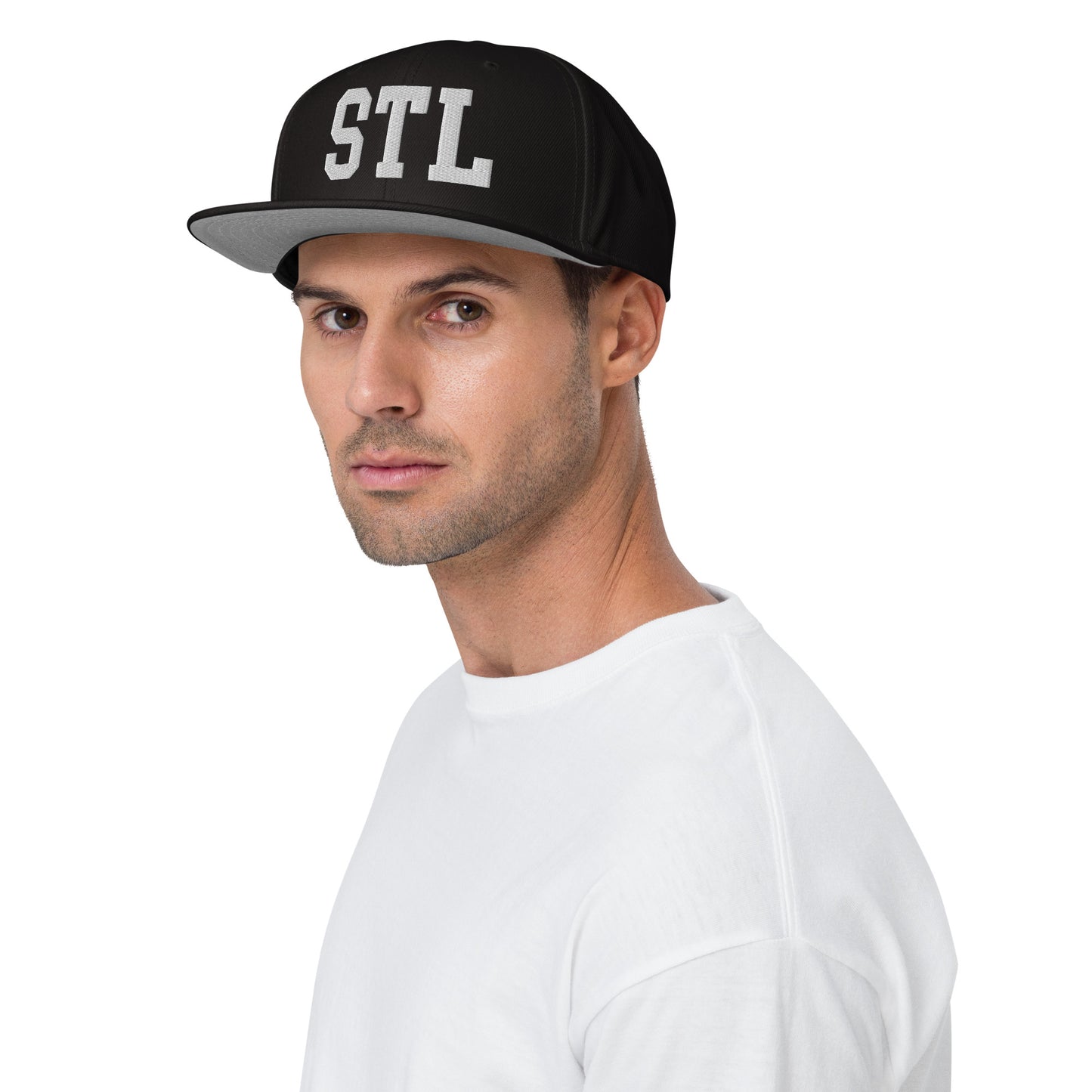 College-Style Wool-Blend Snapback Hat • White • STL St. Louis • YHM Designs - Image 03