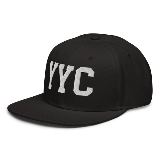 College-Style Wool-Blend Snapback Hat • White • YYC Calgary • YHM Designs - Image 01