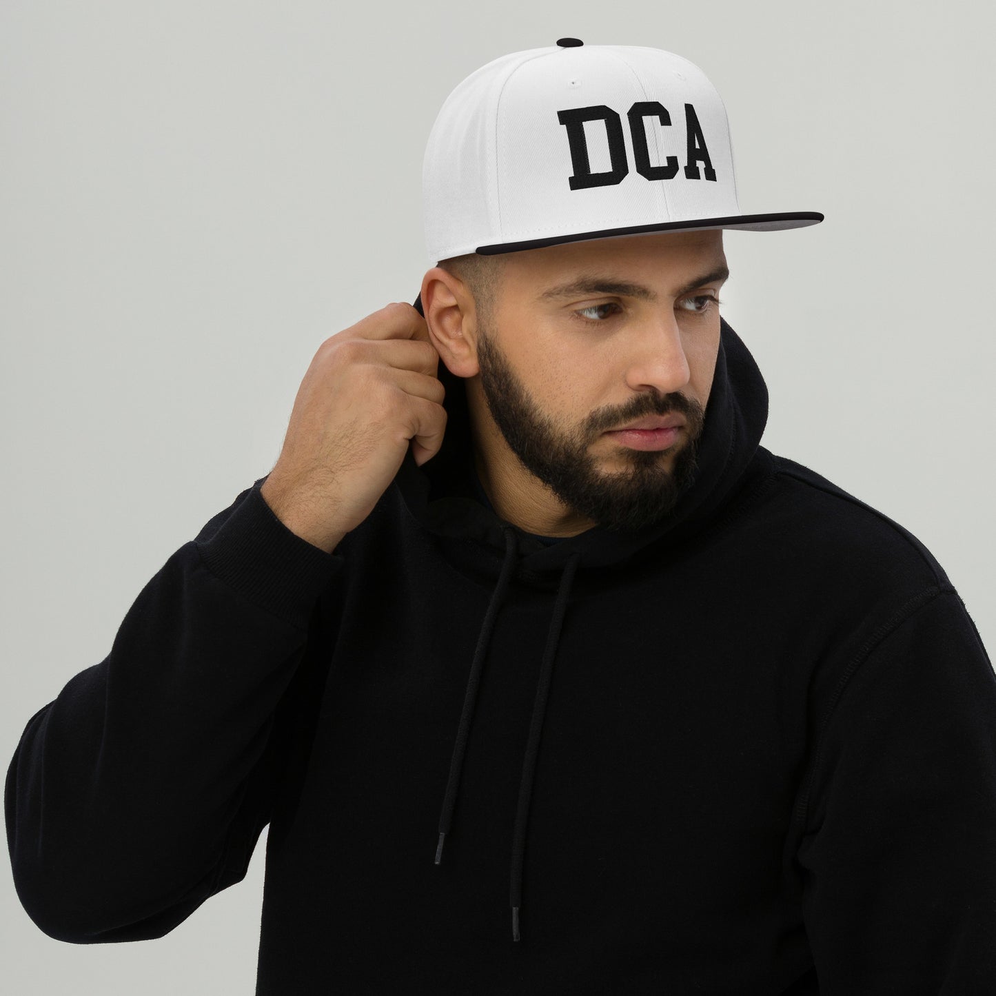 College-Style Wool-Blend Snapback Hat • Black • DCA Washington • YHM Designs - Image 06