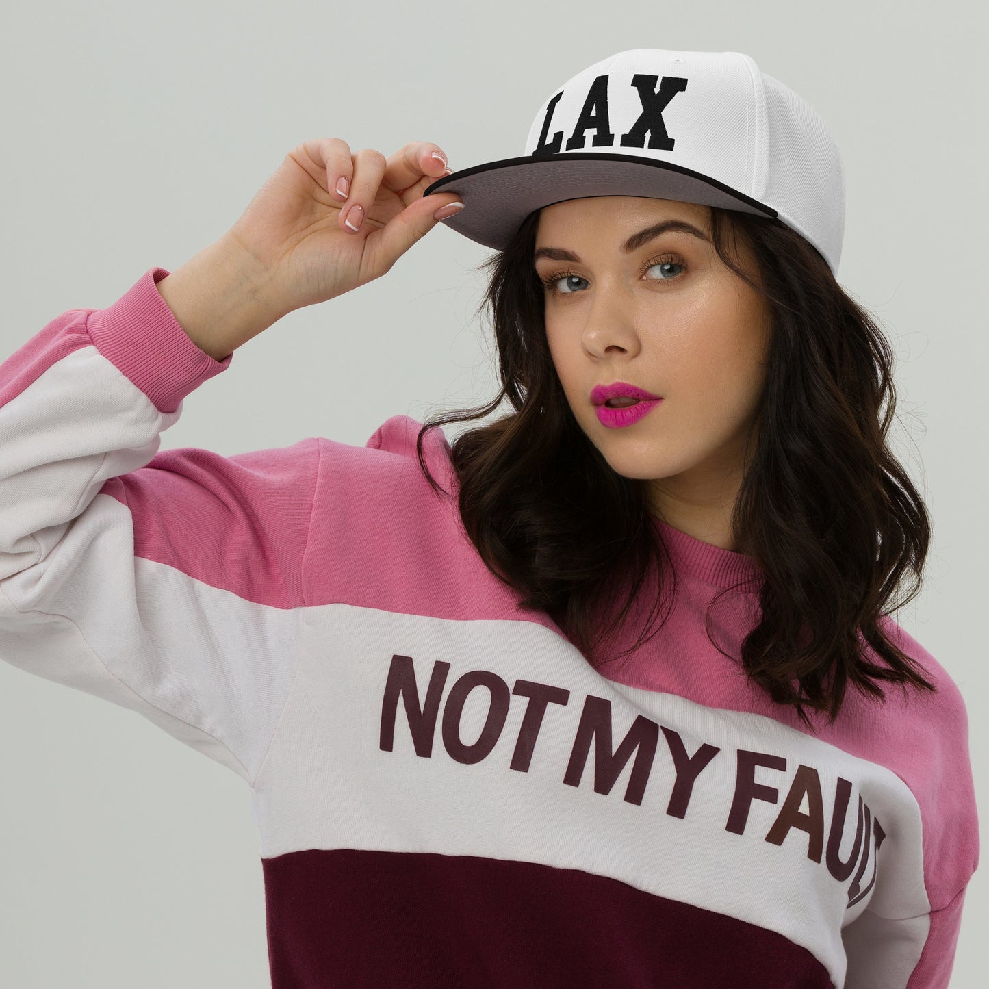 College-Style Wool-Blend Snapback Hat • Black • LAX Los Angeles • YHM Designs - Image 05