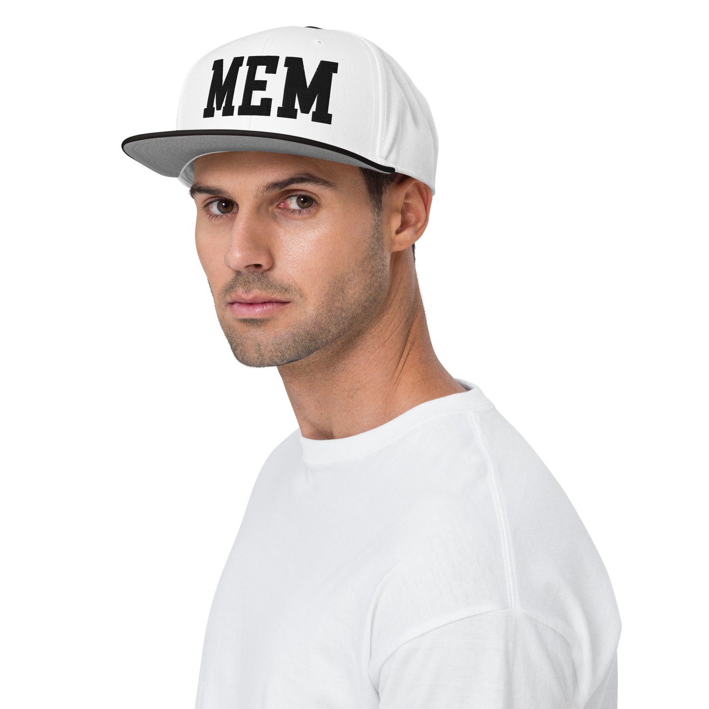 College-Style Wool-Blend Snapback Hat • Black • MEM Memphis • YHM Designs - Image 03
