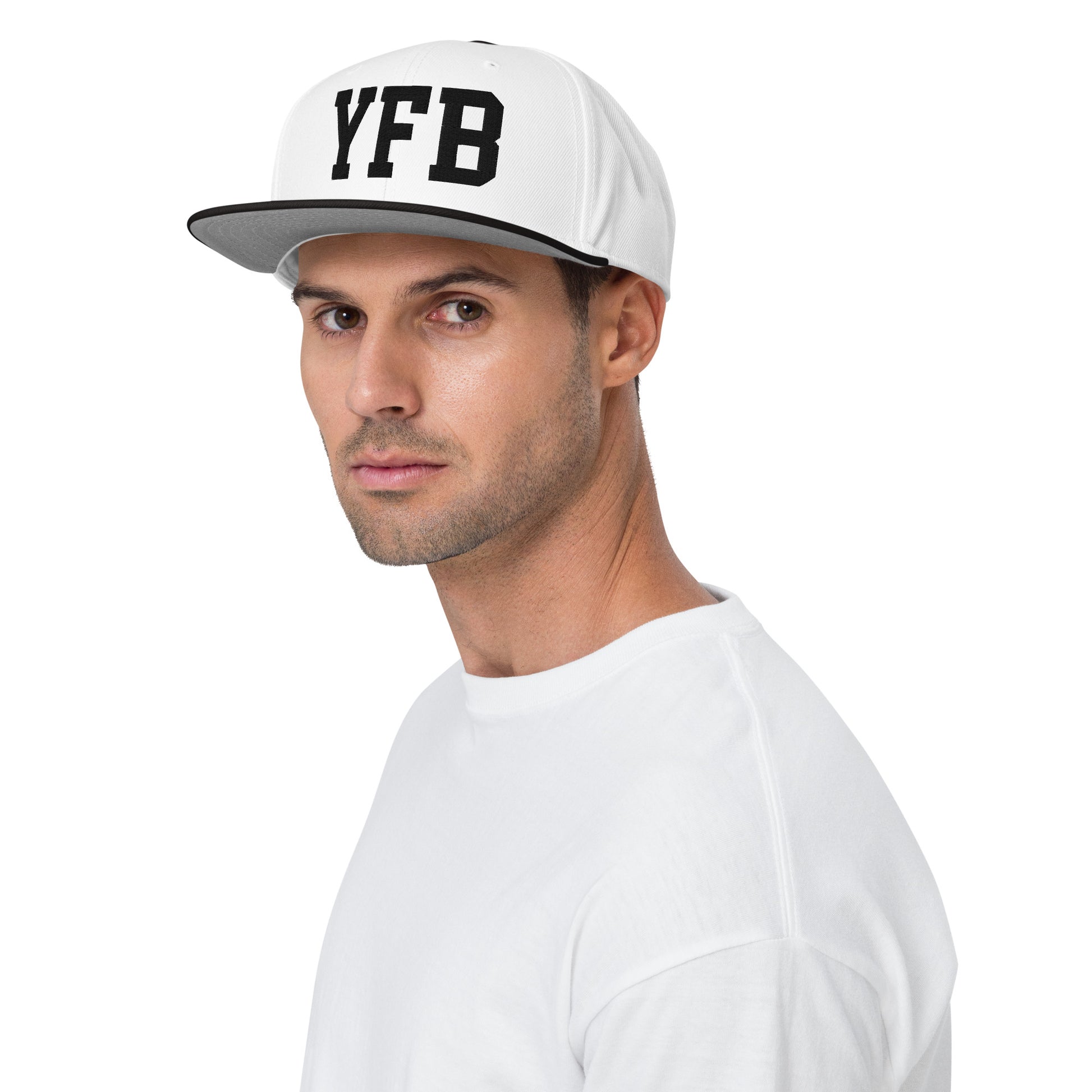 College-Style Wool-Blend Snapback Hat • Black • YFB Iqaluit • YHM Designs - Image 03