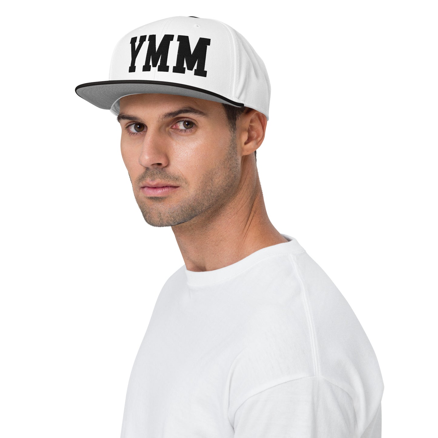 College-Style Wool-Blend Snapback Hat • Black • YMM Fort McMurray • YHM Designs - Image 03