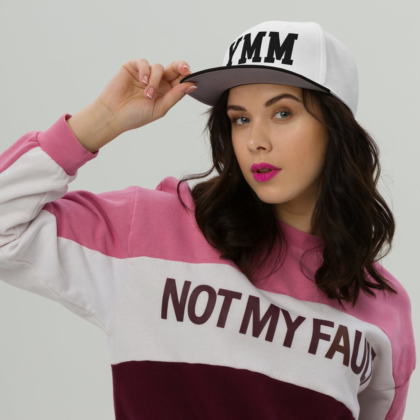 College-Style Wool-Blend Snapback Hat • Black • YMM Fort McMurray • YHM Designs - Image 05