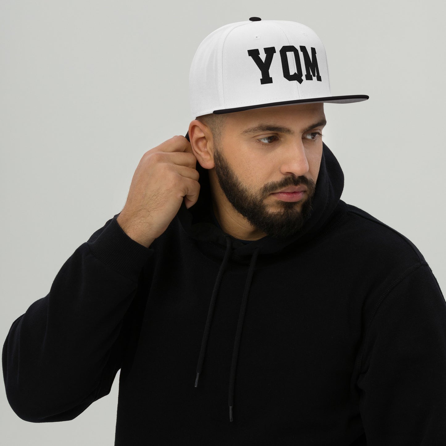 College-Style Wool-Blend Snapback Hat • Black • YQM Moncton • YHM Designs - Image 06