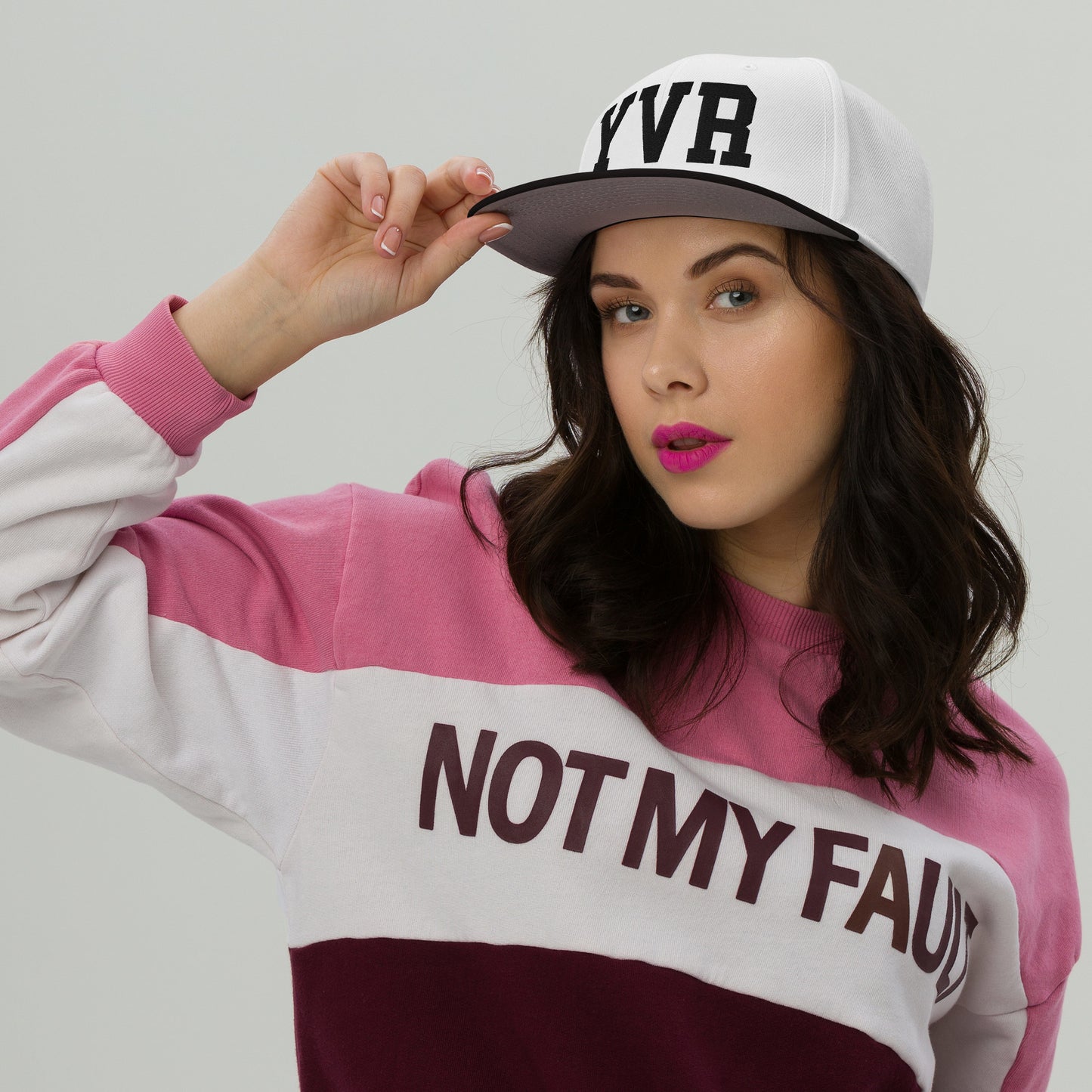 College-Style Wool-Blend Snapback Hat • Black • YVR Vancouver • YHM Designs - Image 05