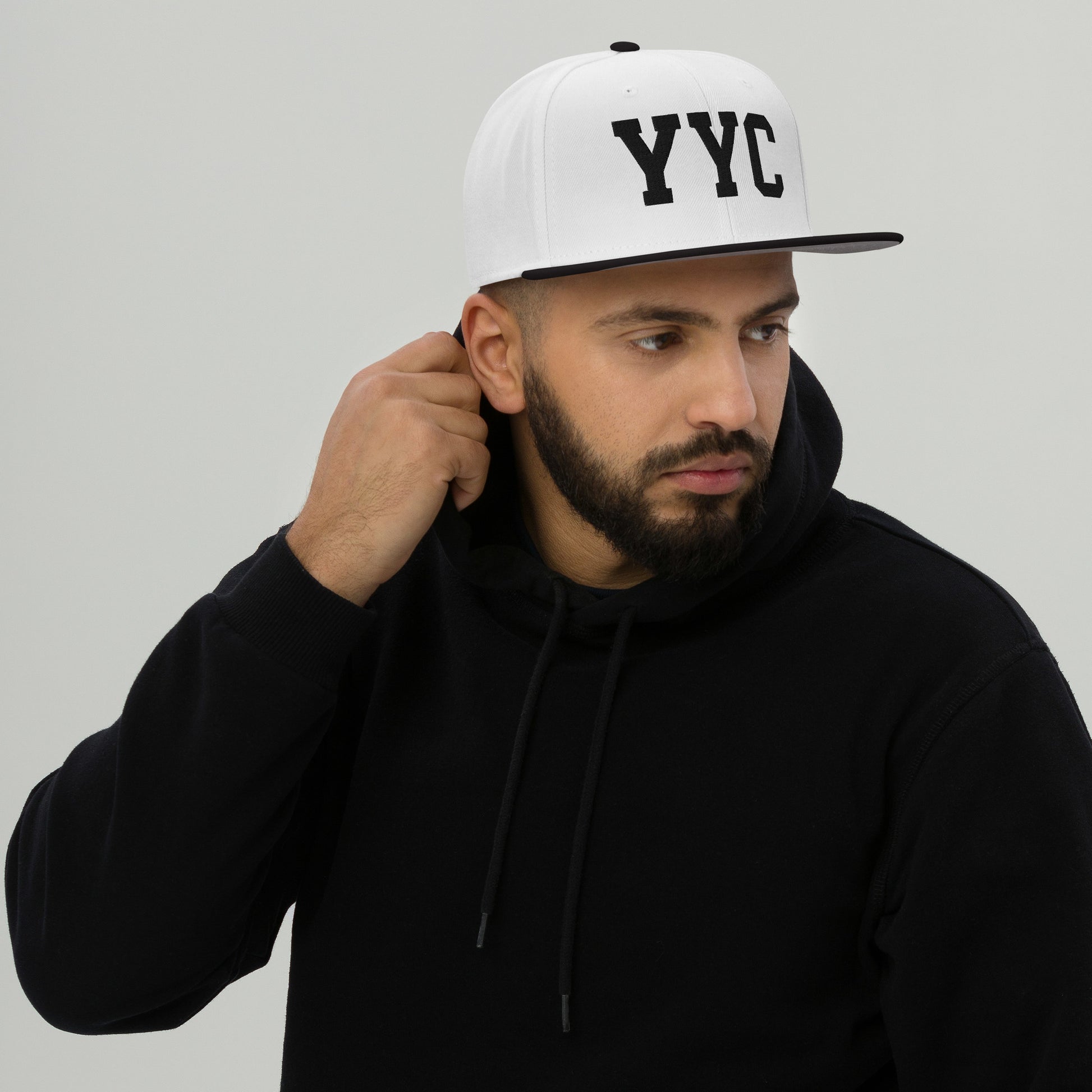 College-Style Wool-Blend Snapback Hat • Black • YYC Calgary • YHM Designs - Image 06