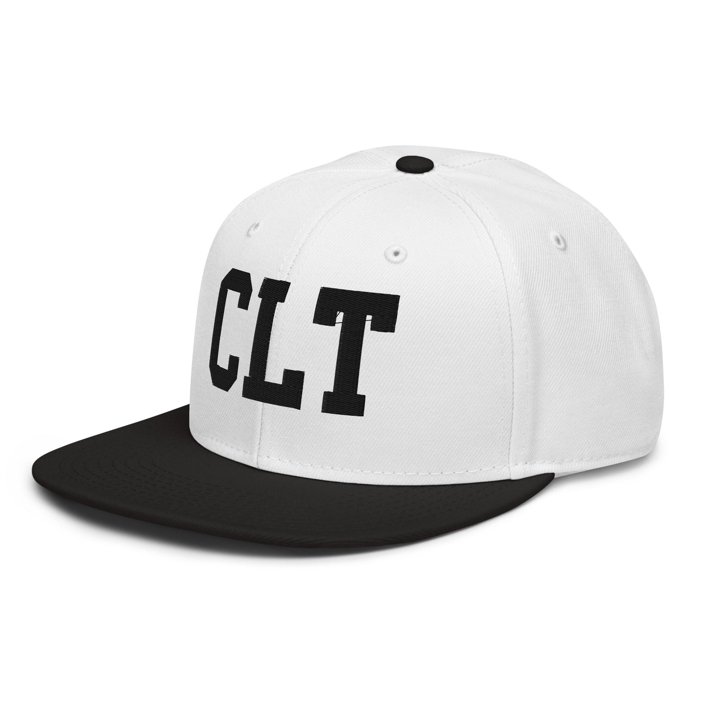 College-Style Wool-Blend Snapback Hat • Black • CLT Charlotte • YHM Designs - Image 01