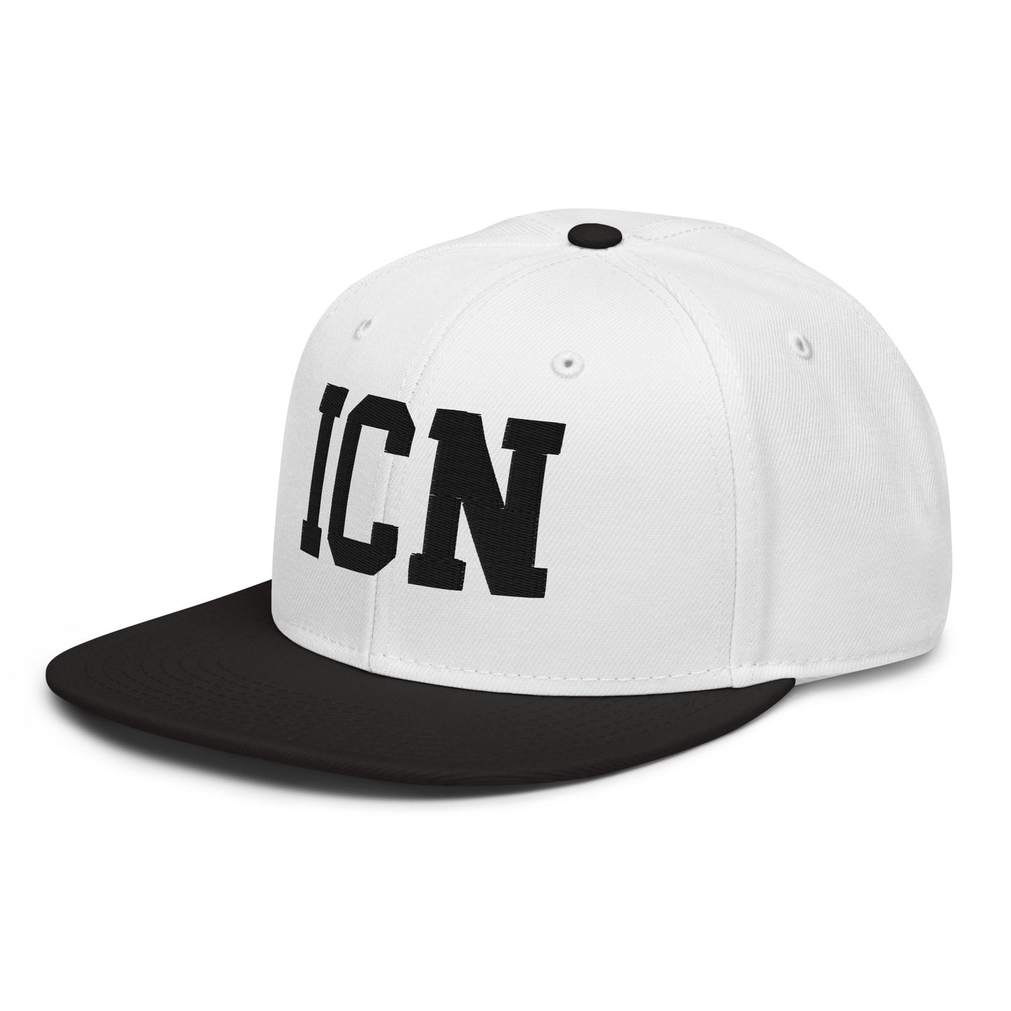 College-Style Wool-Blend Snapback Hat • Black • ICN Seoul • YHM Designs - Image 01