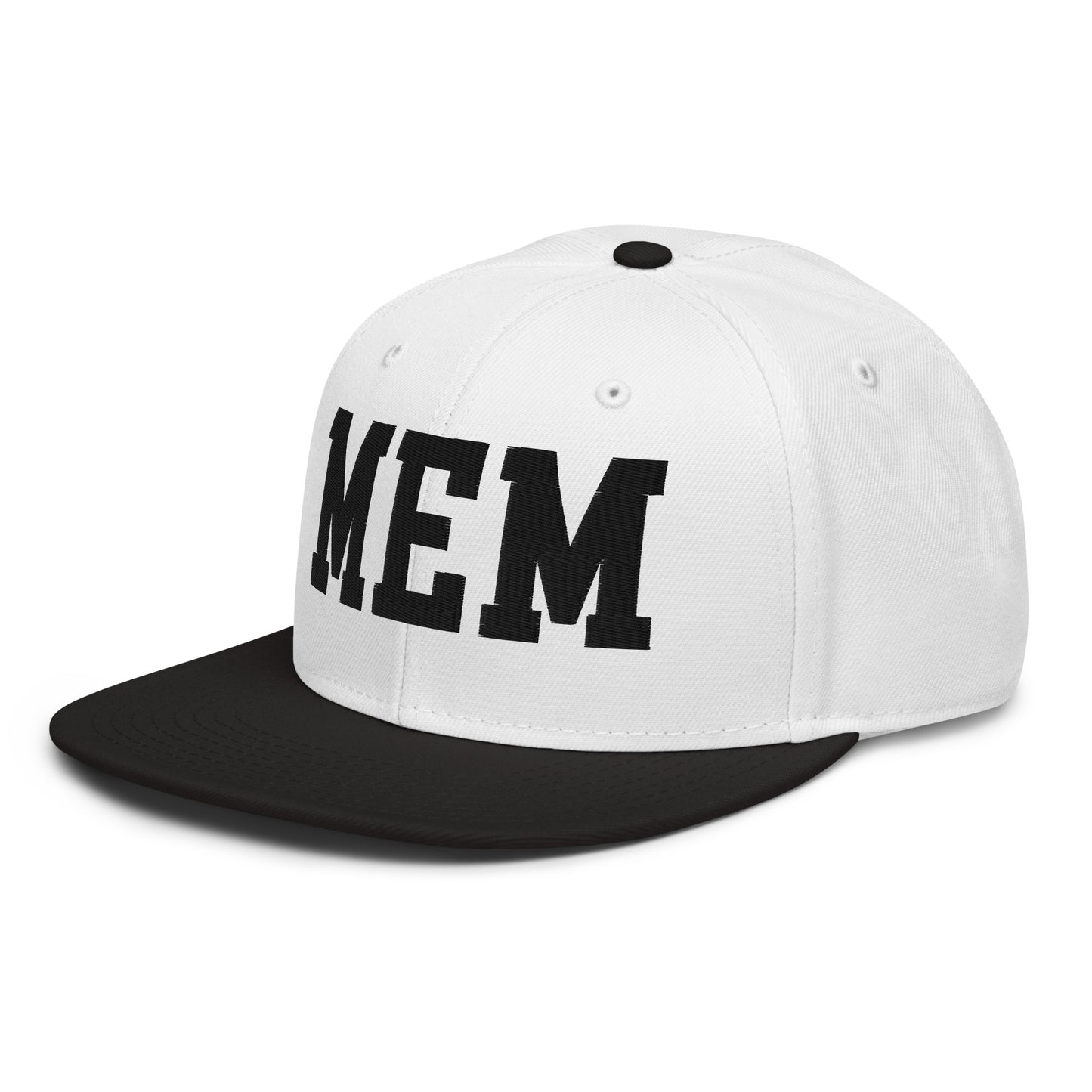 College-Style Wool-Blend Snapback Hat • Black • MEM Memphis • YHM Designs - Image 01