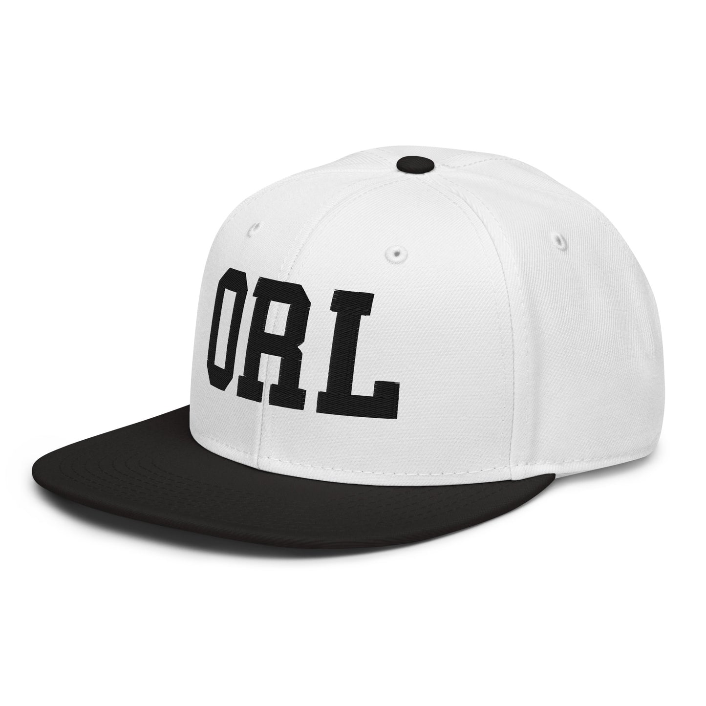 College-Style Wool-Blend Snapback Hat • Black • ORL Orlando • YHM Designs - Image 01