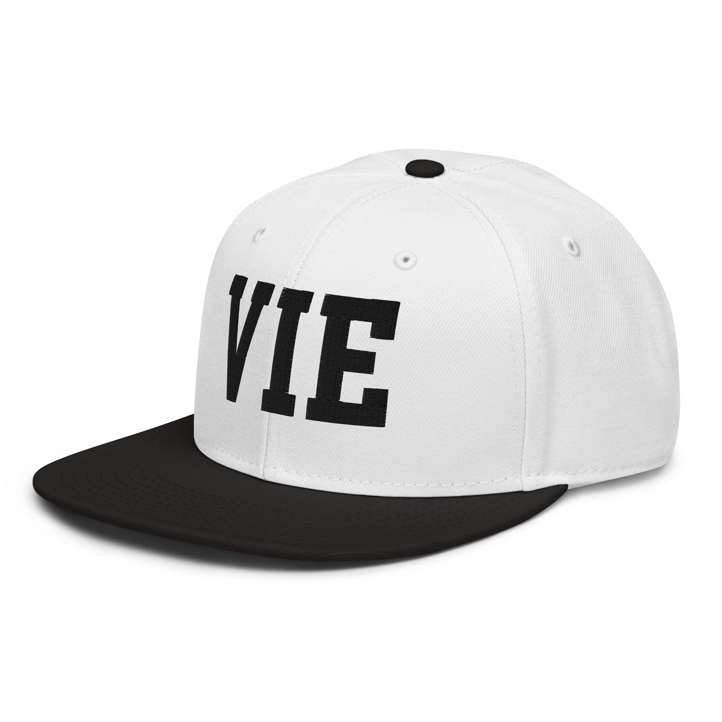 College-Style Wool-Blend Snapback Hat • Black • VIE Vienna • YHM Designs - Image 01
