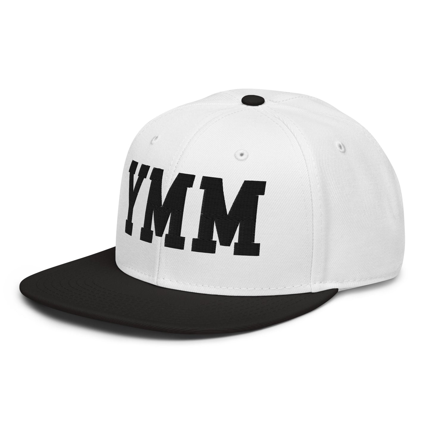 College-Style Wool-Blend Snapback Hat • Black • YMM Fort McMurray • YHM Designs - Image 01