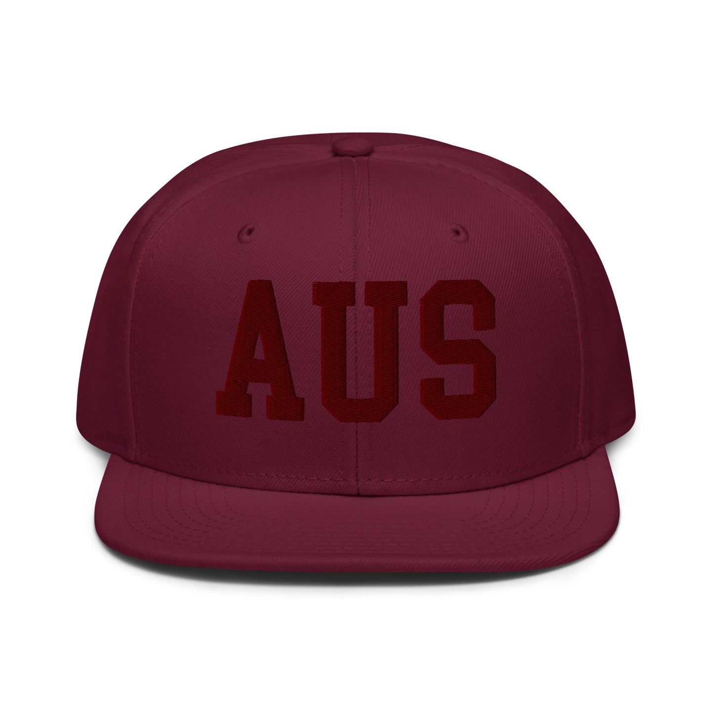 College-Style Wool-Blend Snapback Hat • Maroon • AUS Austin • YHM Designs - Image 07