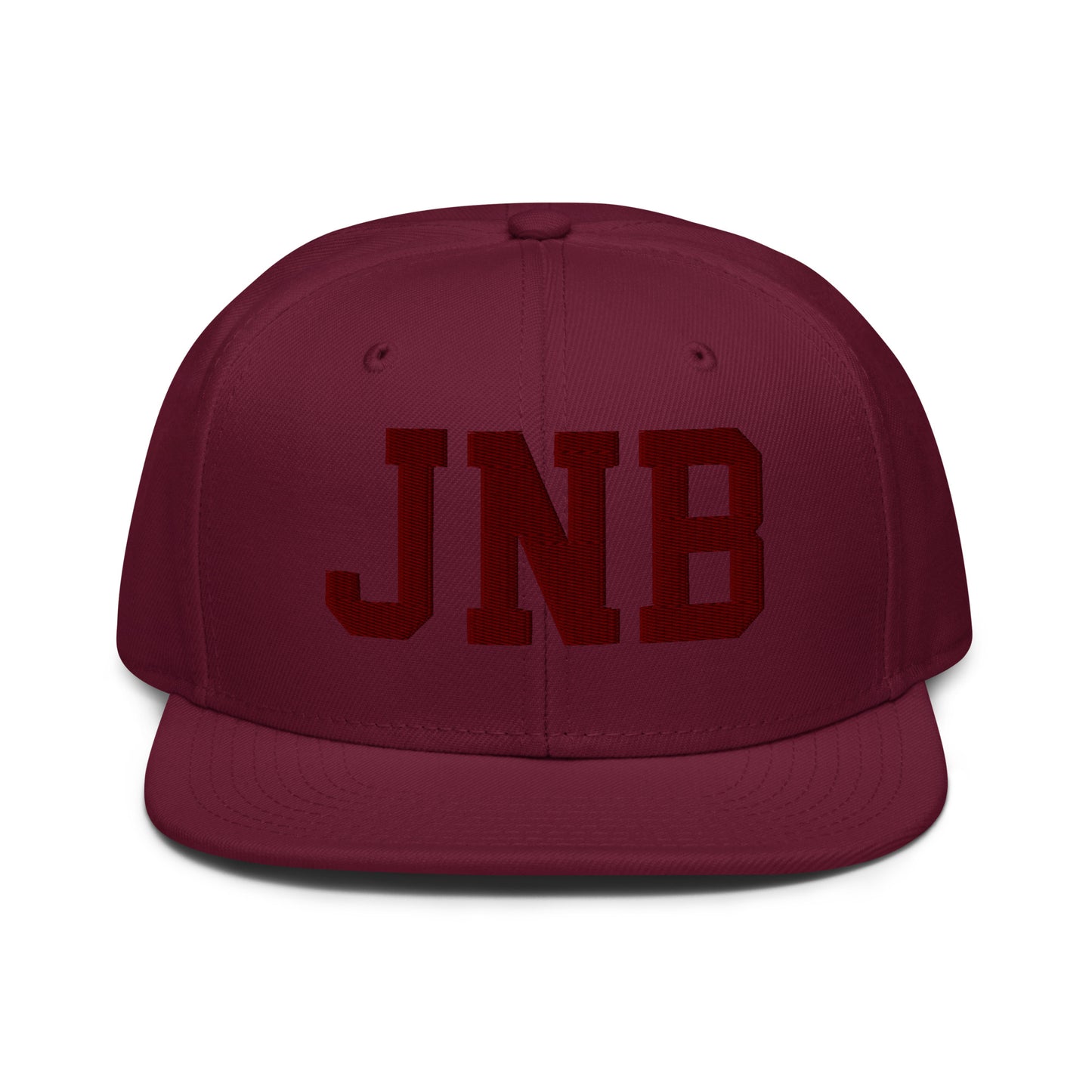 College-Style Wool-Blend Snapback Hat • Maroon • JNB Johannesburg • YHM Designs - Image 07
