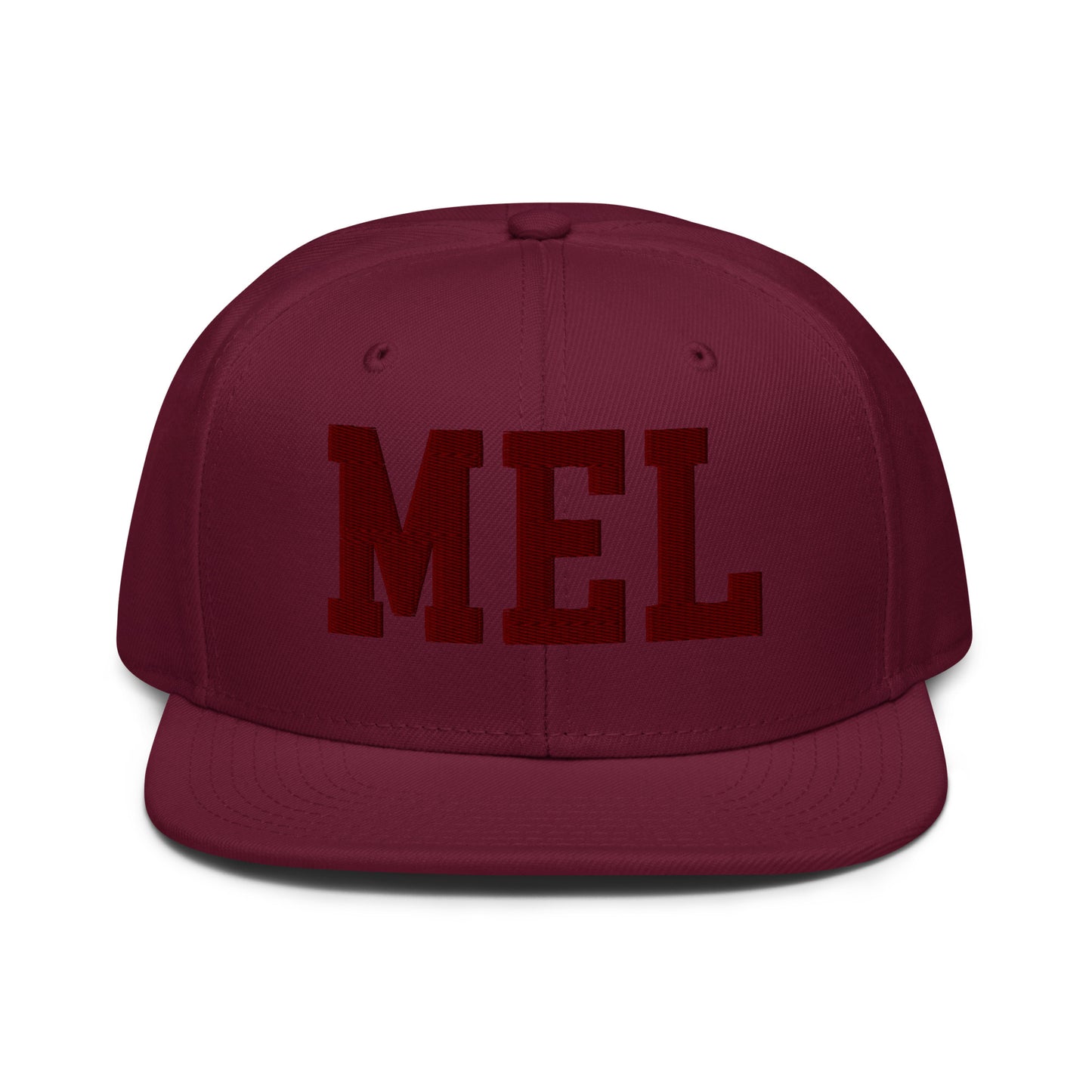 College-Style Wool-Blend Snapback Hat • Maroon • MEL Melbourne • YHM Designs - Image 07