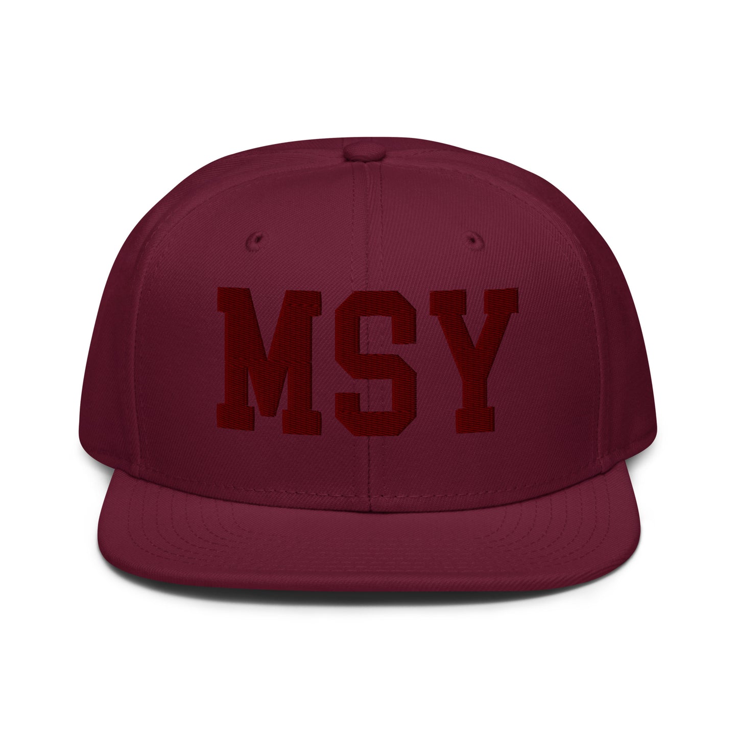 College-Style Wool-Blend Snapback Hat • Maroon • MSY New Orleans • YHM Designs - Image 07